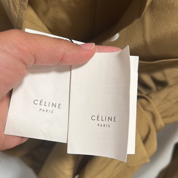 Celine 100% silk button down women military style shirt bronze caramel size 38 - Picture 8 of 16